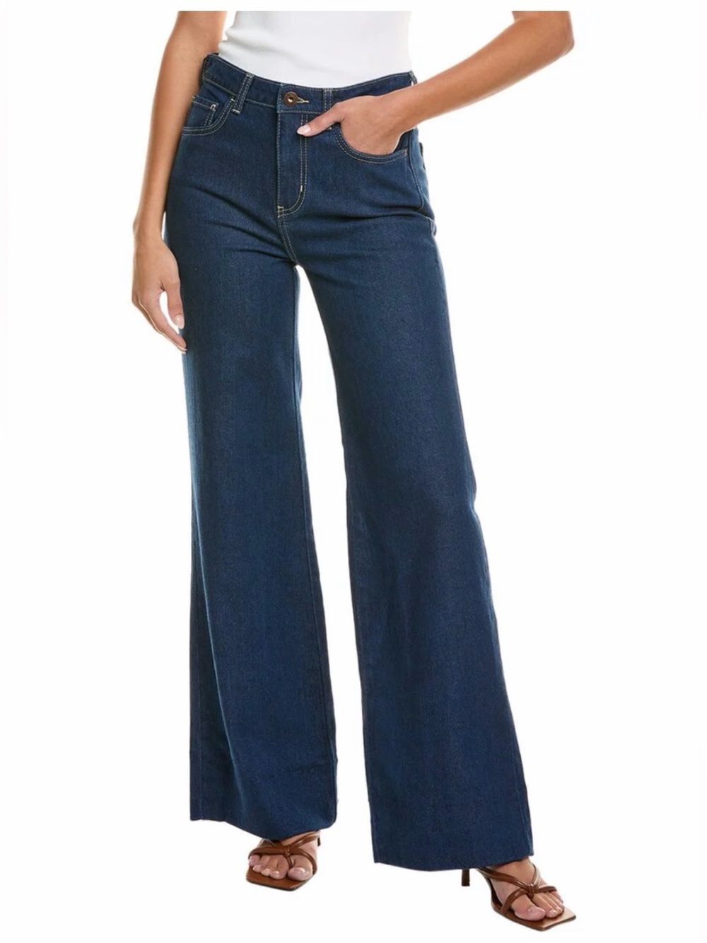 NWOT Johnny Was Sasson Lumiere Wide Leg Jeans Dark Wash Denim Blue Sz 27